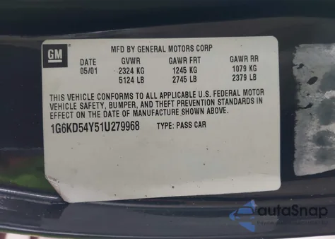 2001 Cadillac Deville Standard from USA, damaged, VIN 1G6KD54Y51U279968